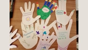 Handprint crafts at Summerhill care home